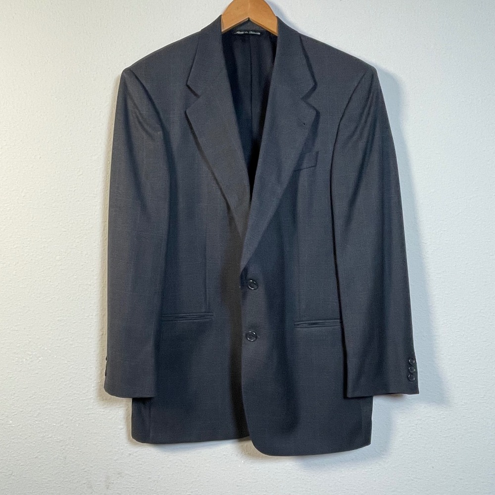Jack Victor Blazer 42R Mens Gray Plaid Pure Virgin Wool 2-Button Suit Jacket